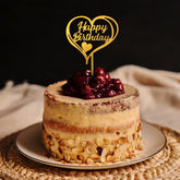 PartyCorp Gold Heart Shaped Acrylic Happy Birthday Cake Topper, 1 Piece